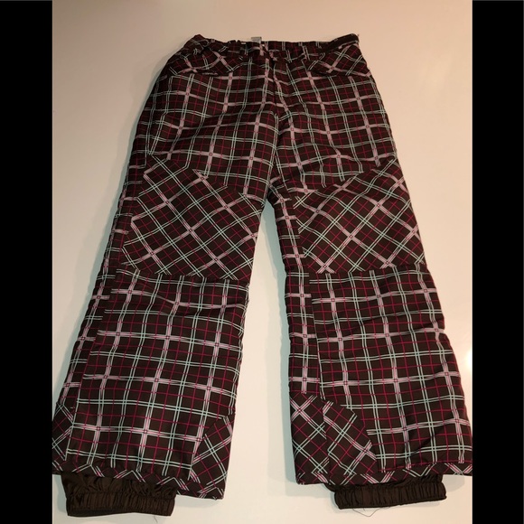 Cherokee Bottoms Cherokee Ski Snow Pants Bib Plaid Xs 45 Brown